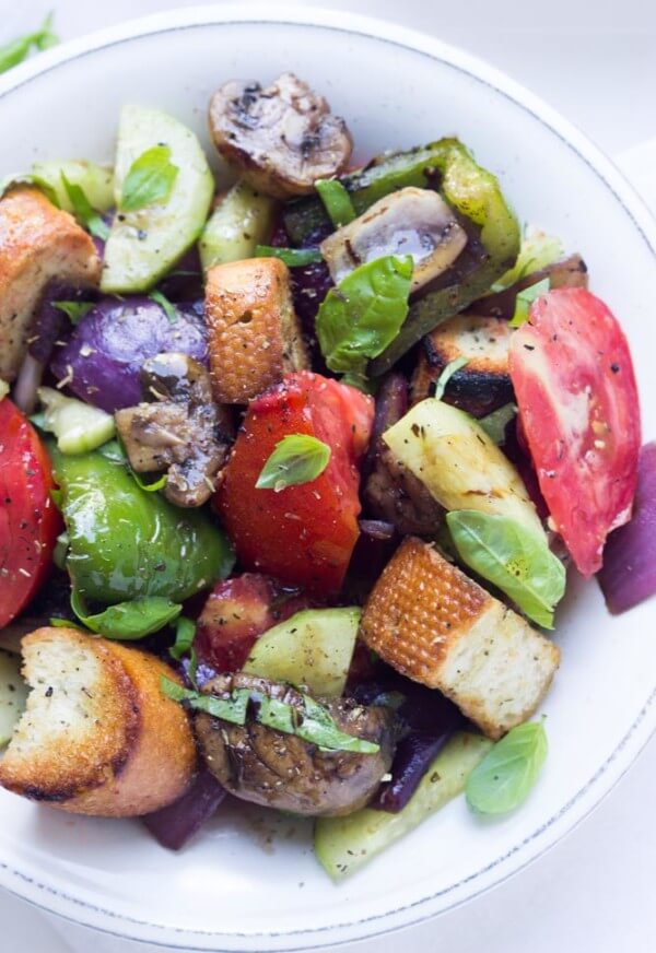 Grilled Vegetable Salad with Heirloom Tomatoes and Grilled Croutons ...