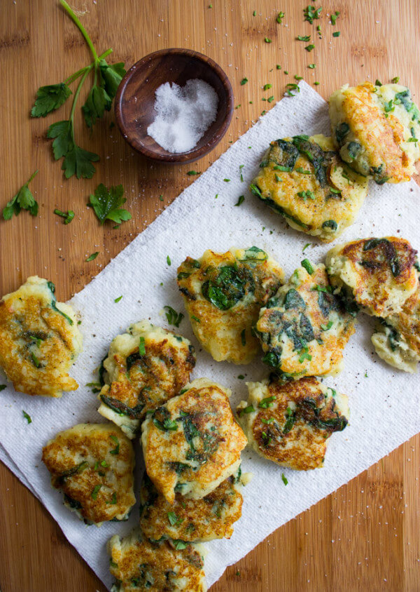 Leftover Mashed Potato Cakes With Spinach Little Broken 