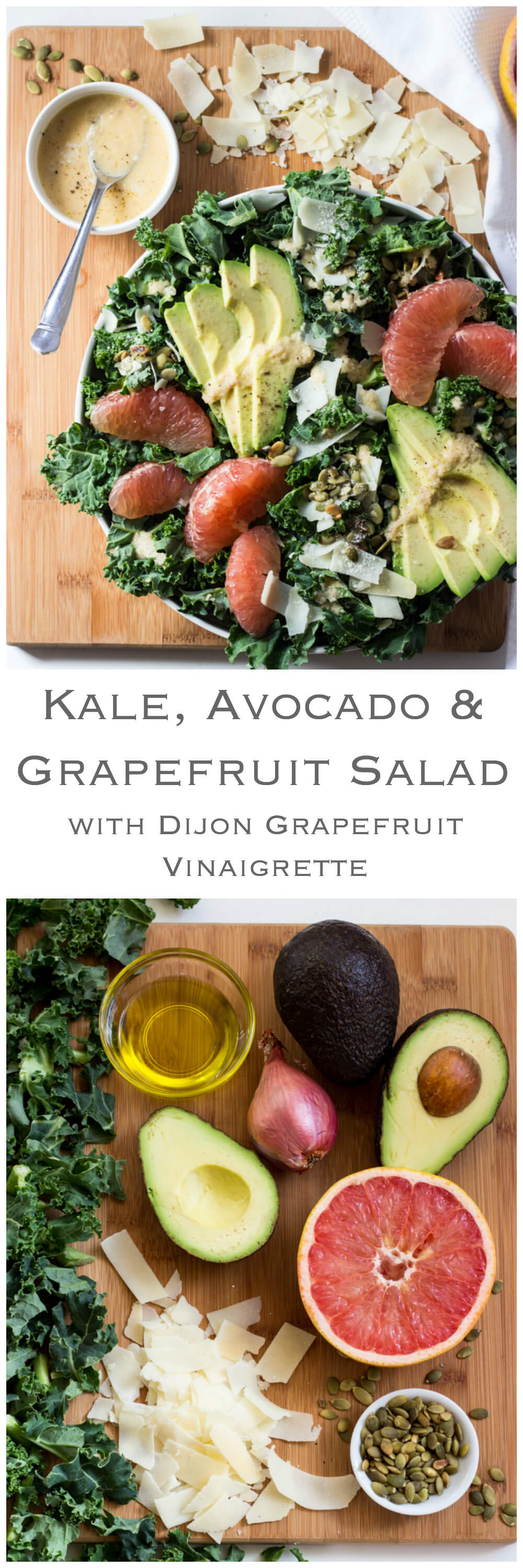 Kale, Avocado, and Grapefruit Salad with Dijon Grapefruit Vinaigrette ...