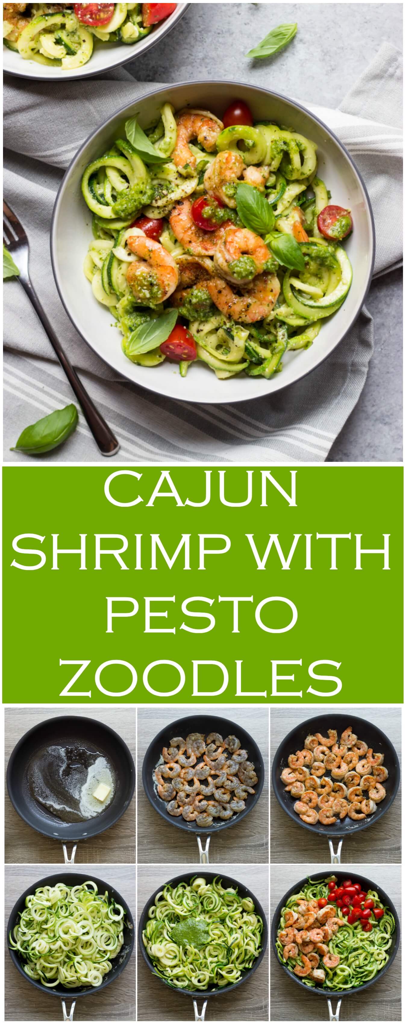 pesto zoodles with shrimp