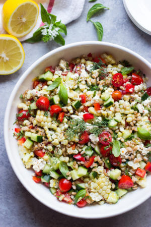 Summer Farro Salad - Little Broken