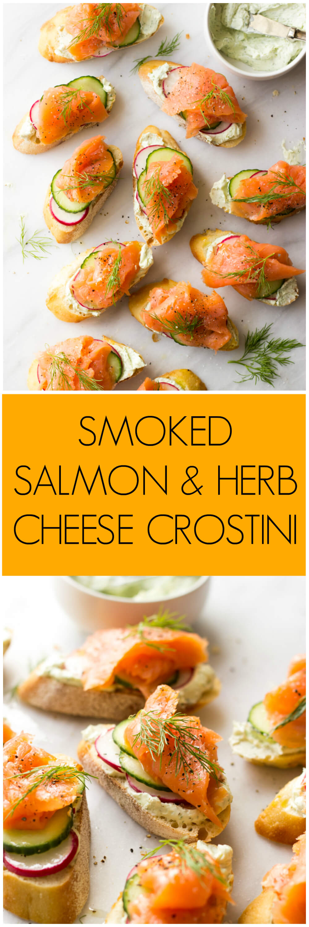 Smoked Salmon and Herb Cheese Crostini - Little Broken