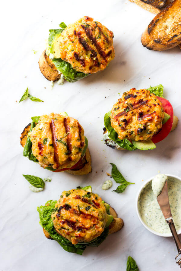 Grilled Salmon Burgers - Little Broken