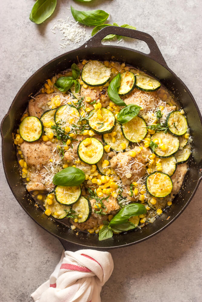 One Pan Chicken With Zucchini And Corn Little Broken