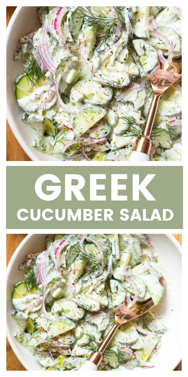Creamy Greek Cucumber Salad - Little Broken