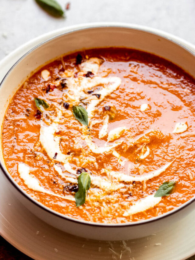 Roasted Tomato Soup with Fresh Tomatoes