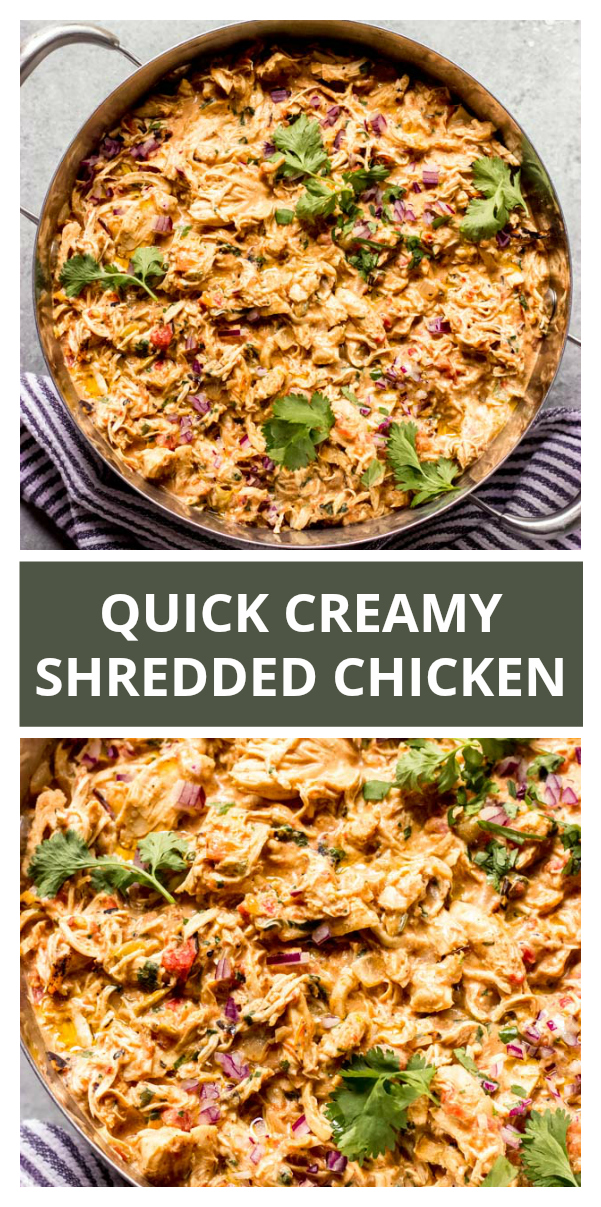 Quick Stove Top Creamy Shredded Chicken - Little Broken