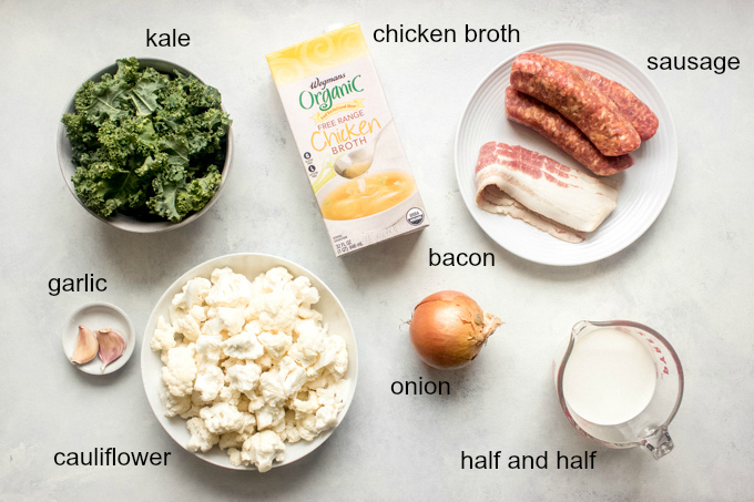 ingredients for cauliflower kale soup