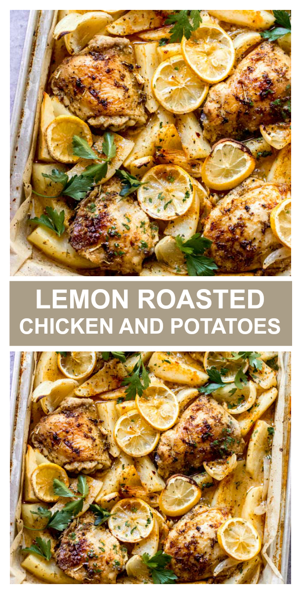 One-Pan Lemon Roasted Chicken and Potatoes - Little Broken