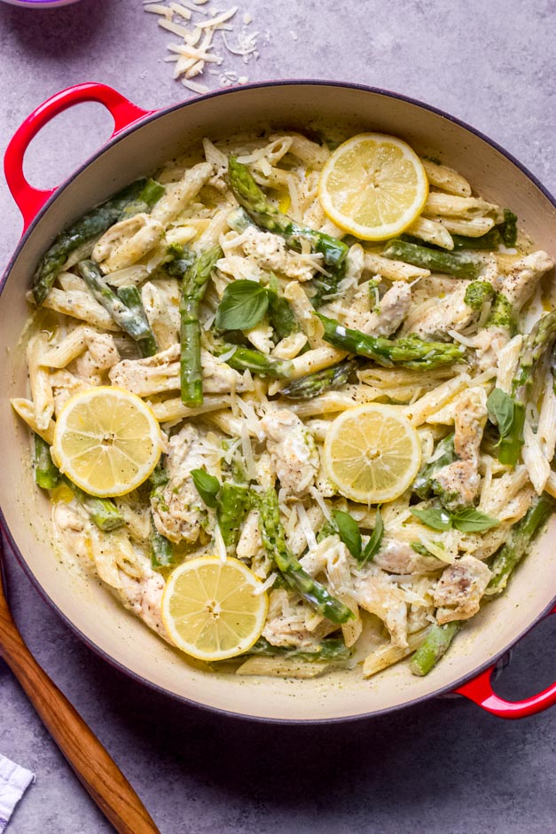 Lemon Asparagus Chicken Pasta - Little Broken