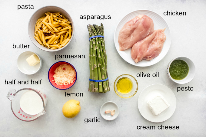 ingredients for lemon asparagus chicken pasta 