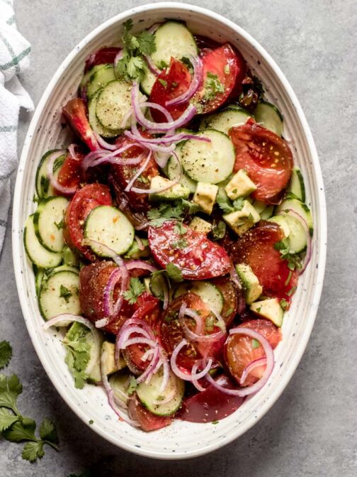 Tomato Cucumber Mozzarella Salad - Little Broken