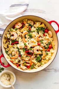 Shrimp Pasta Primavera - Little Broken