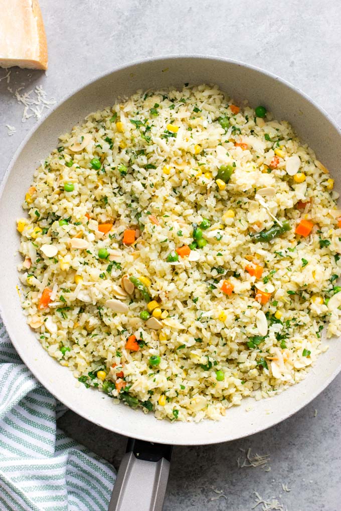 10-Minute Cauliflower Rice Pilaf - Little Broken