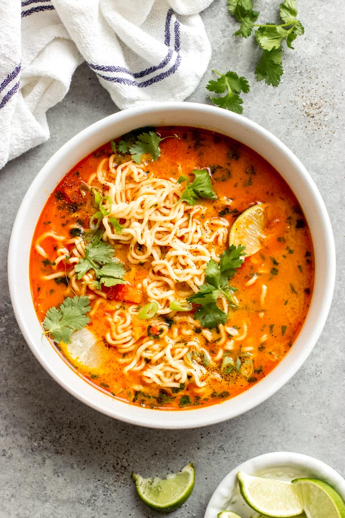 Thai Red Curry Noodle Soup - Little Broken