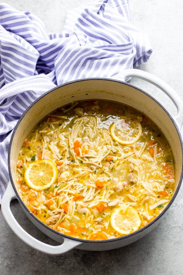 30-Minute Lemon Chicken Noodle Soup - Little Broken