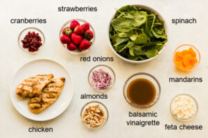 Strawberry Spinach Salad with Chicken - Little Broken