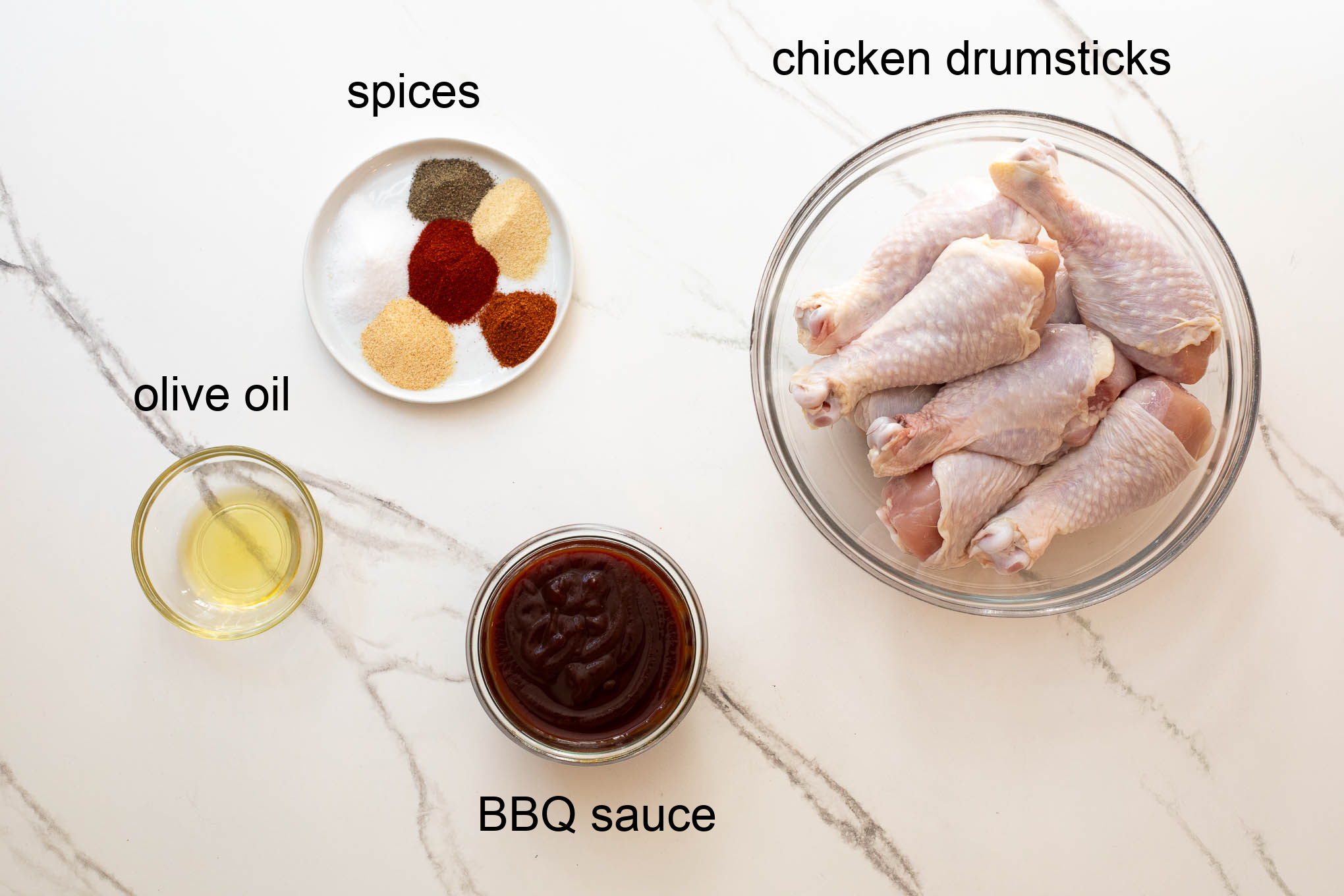 ingredients for bbq chicken legs.