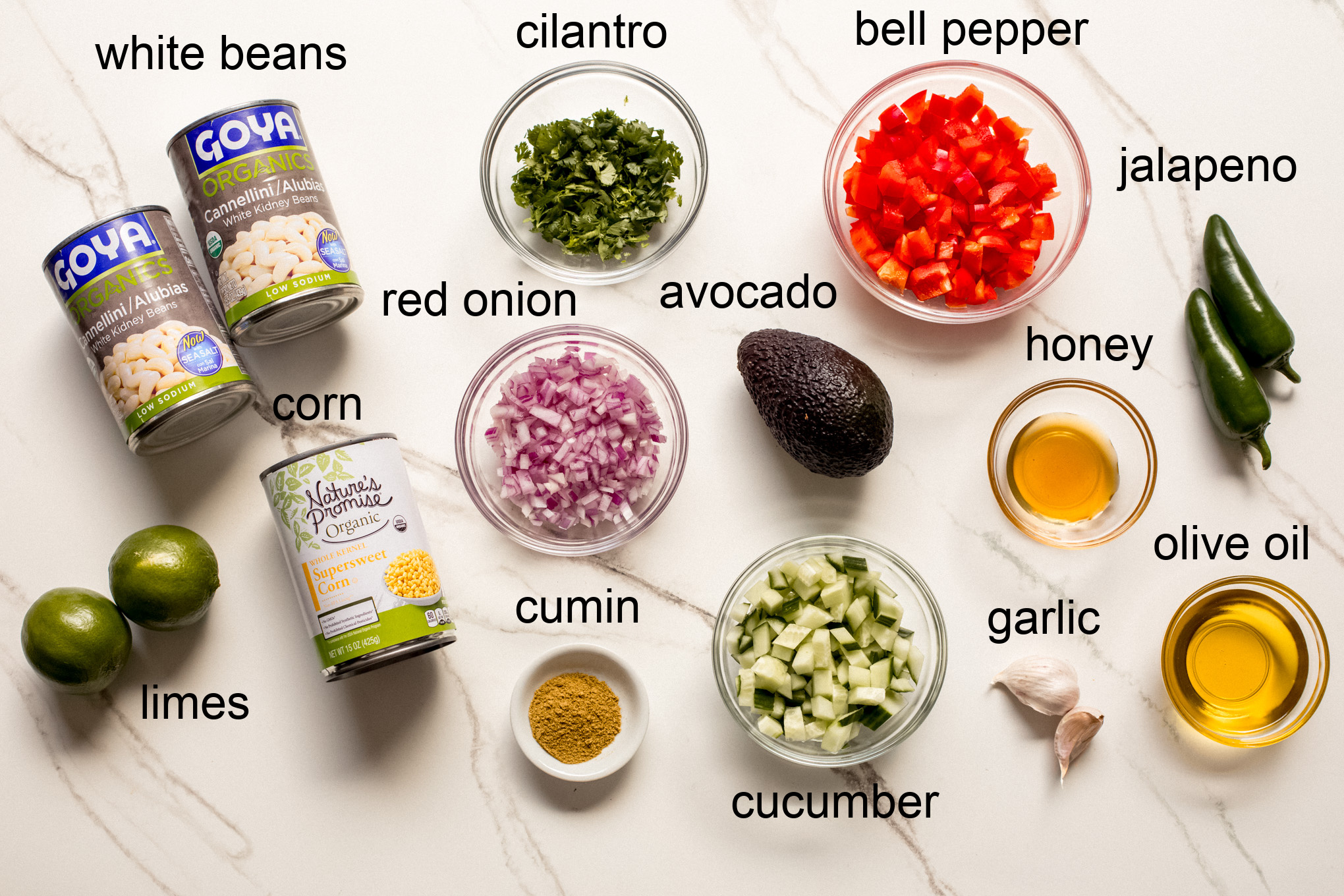 ingredients for cannellini bean salad.