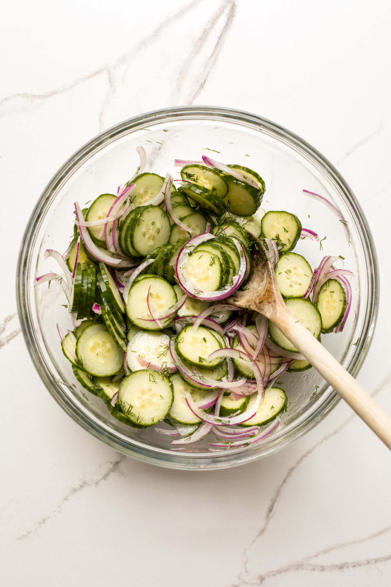 tossed cucumbers and onions salad.