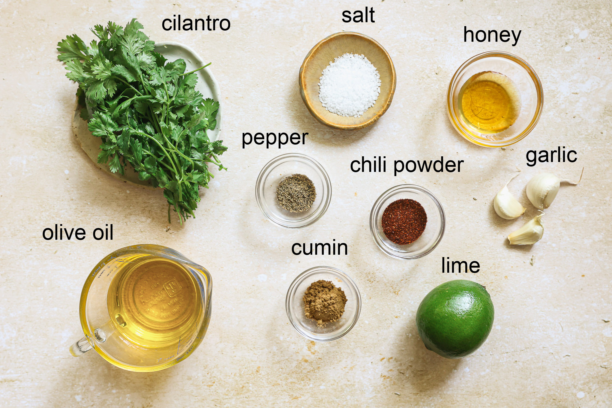 ingredients for chicken marinade.