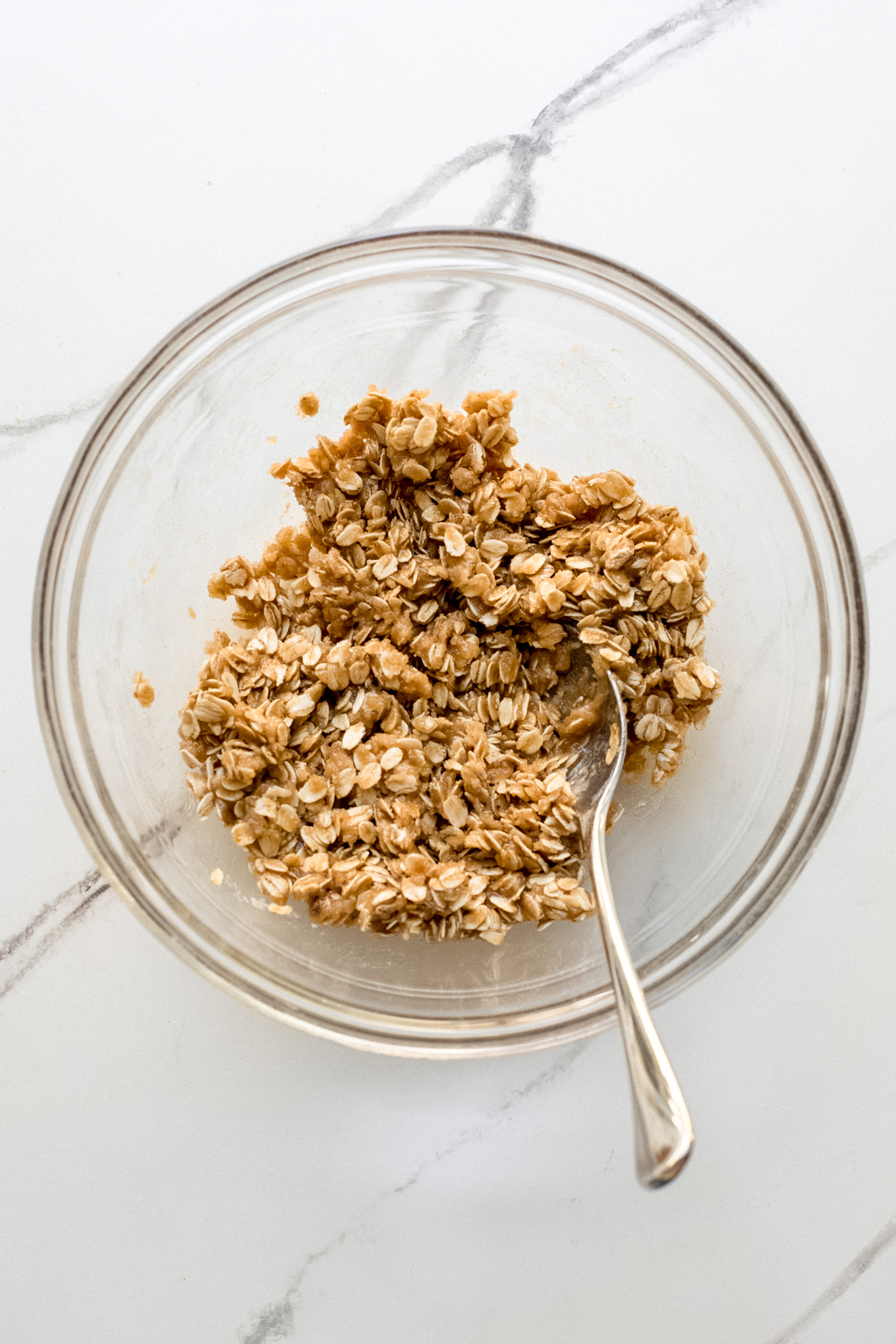 oat crumble topping in a bowl.