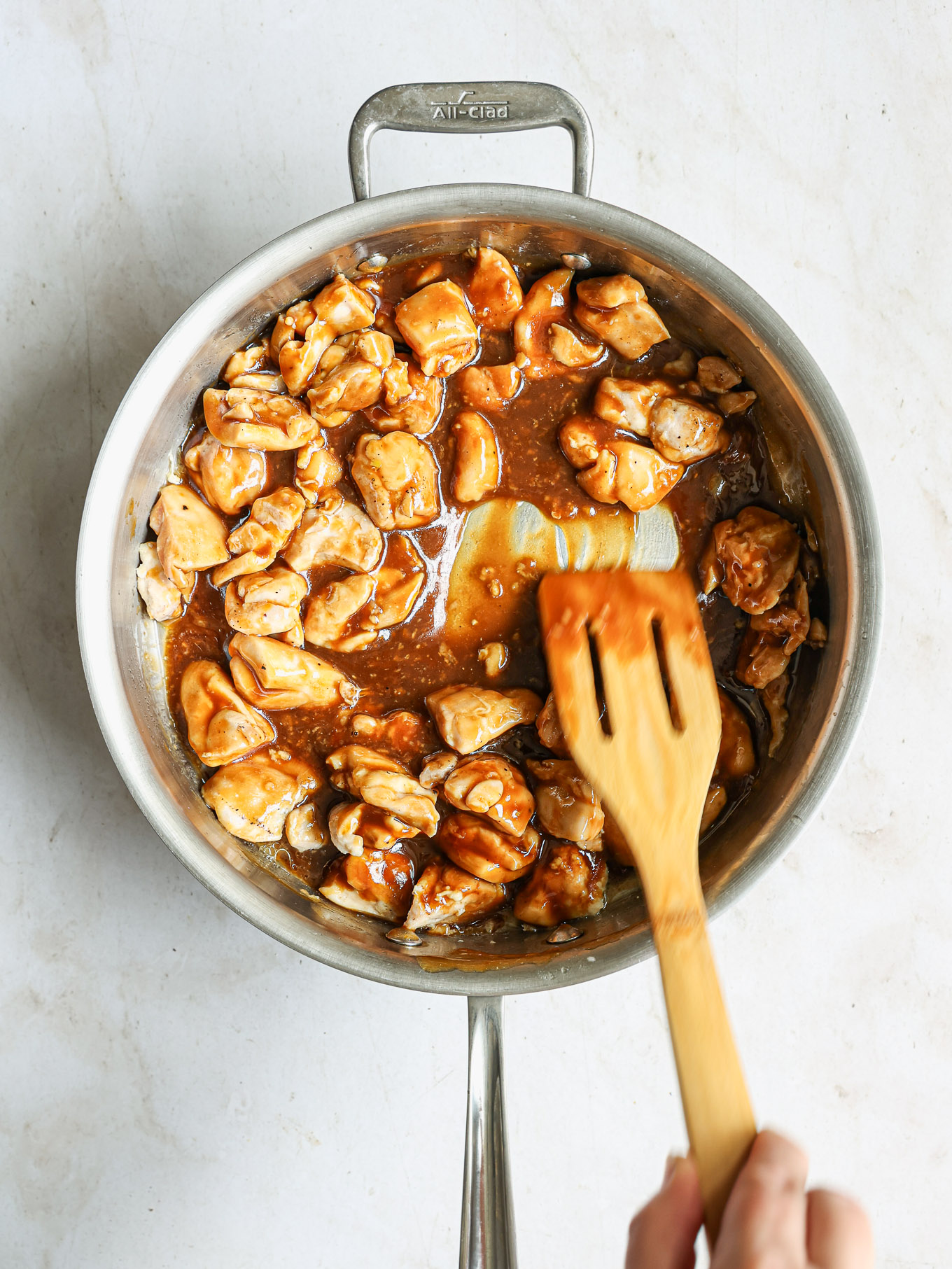 teriyaki chicken in a pan.