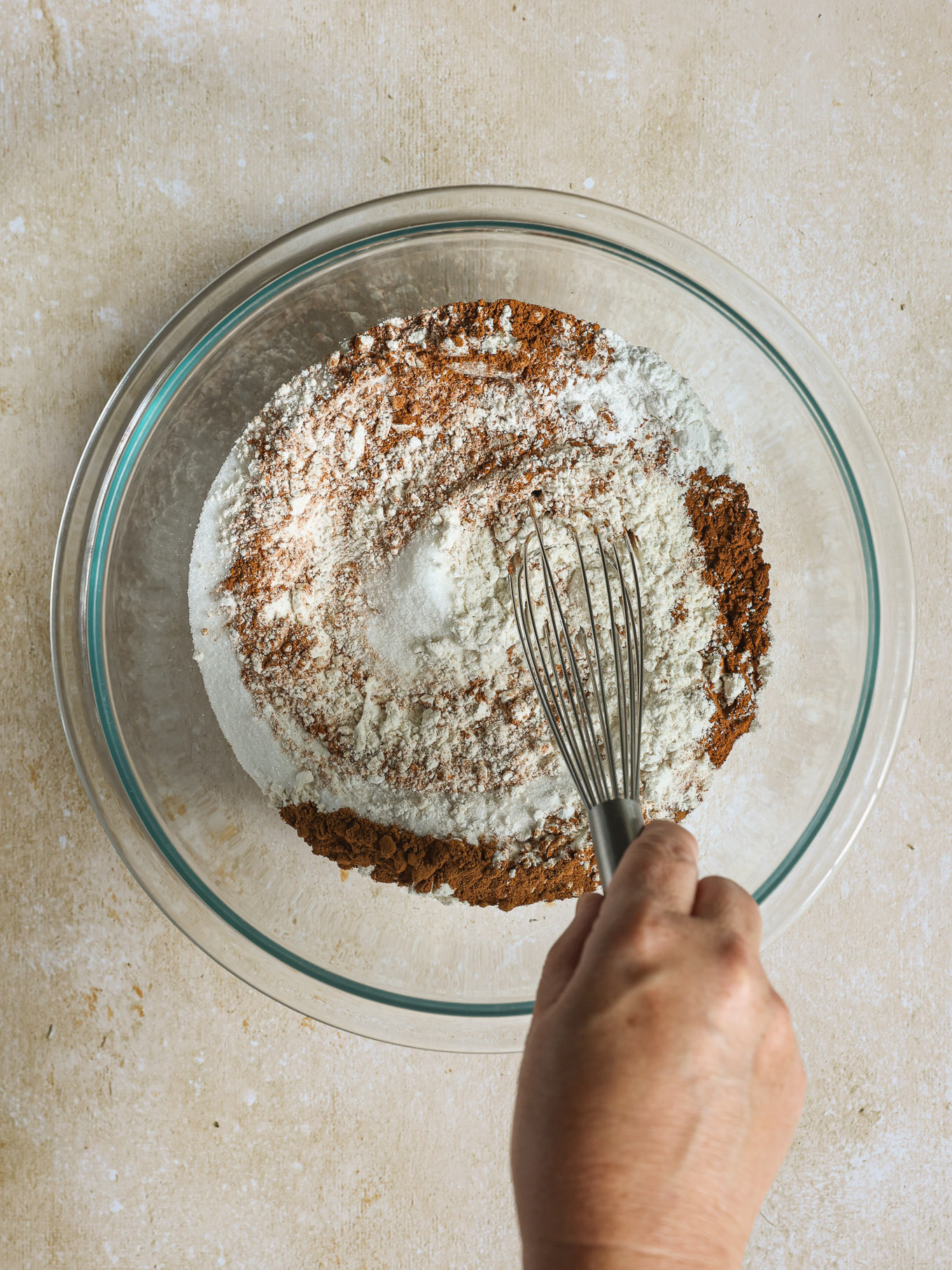 dry ingredients in a glass bowl.