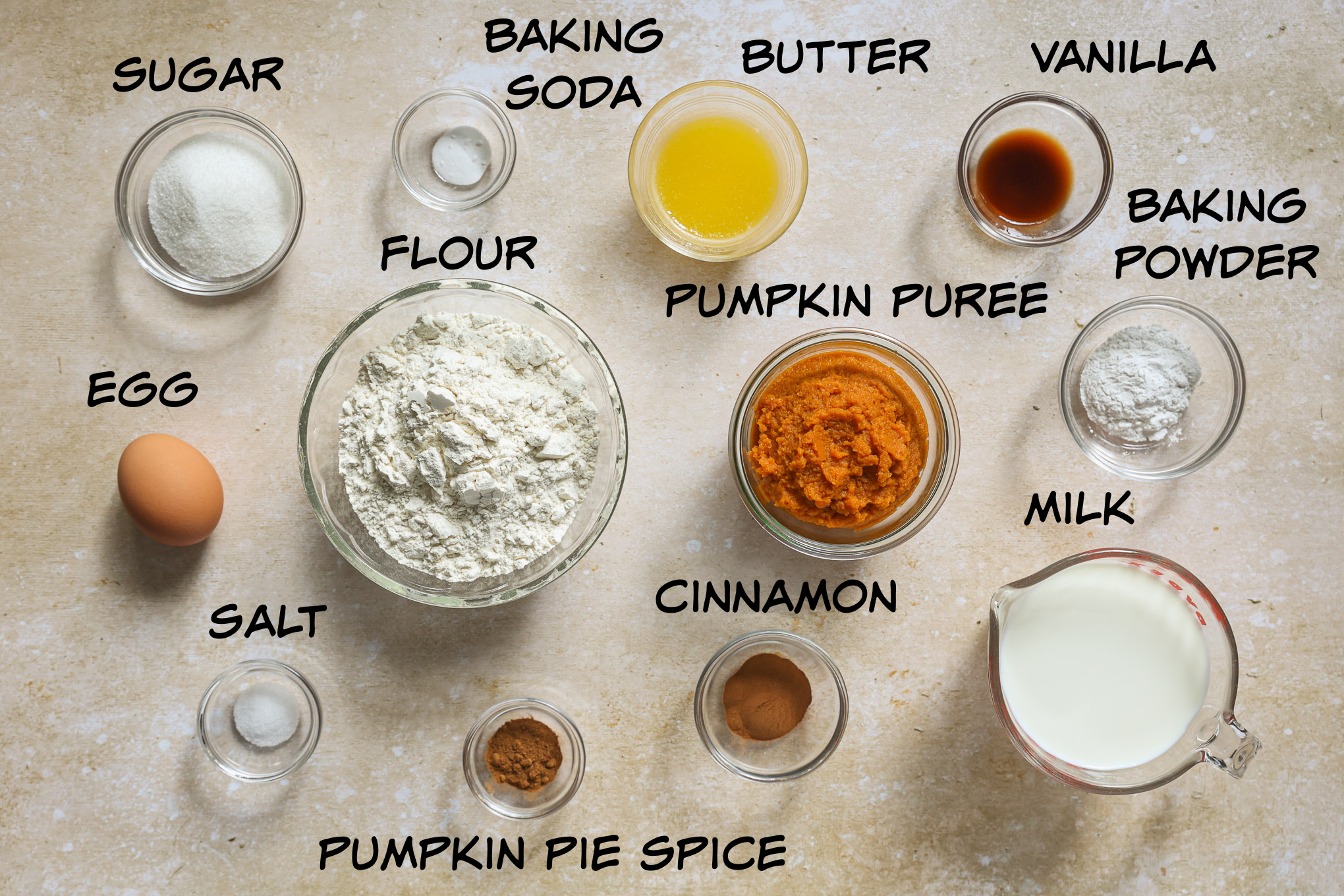 ingredients for pumpkin pancake.